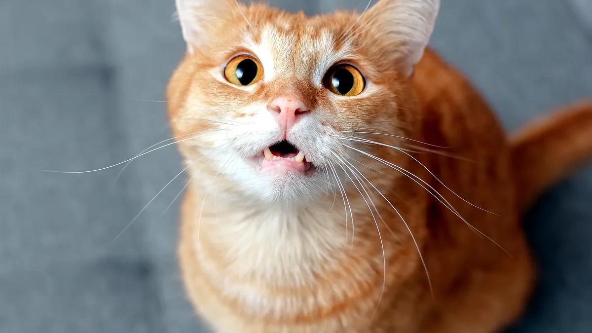 Un gato con los ojos enormes y redondos como un extraterrestre.