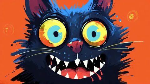 Un gato con la boca abierta y una gota de baba en el mentón.