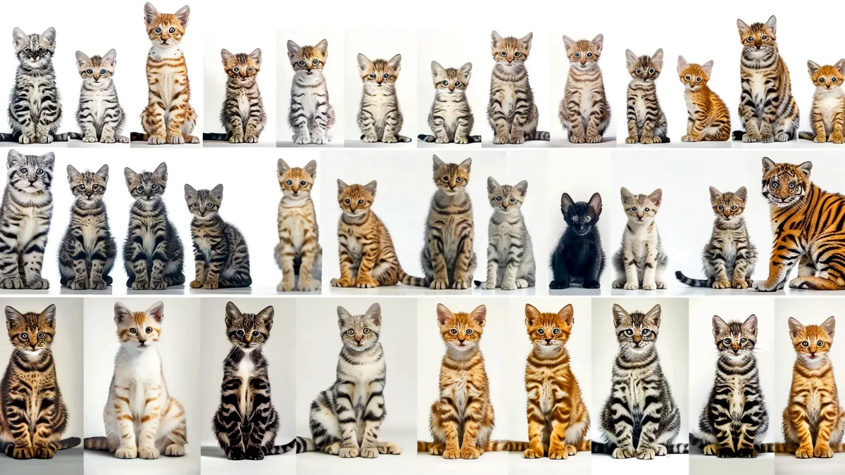 Varios gatos de distintas razas tumbados juntos en un sofá.